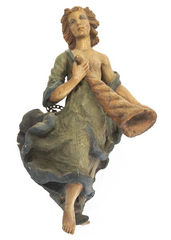 A Polychrome Decorated Cast Plaster