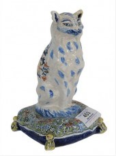 A POLYCHROME DUTCH DELFT CAT,