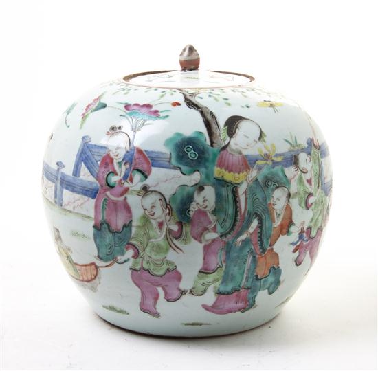 A Polychrome Enamel Ginger Jar