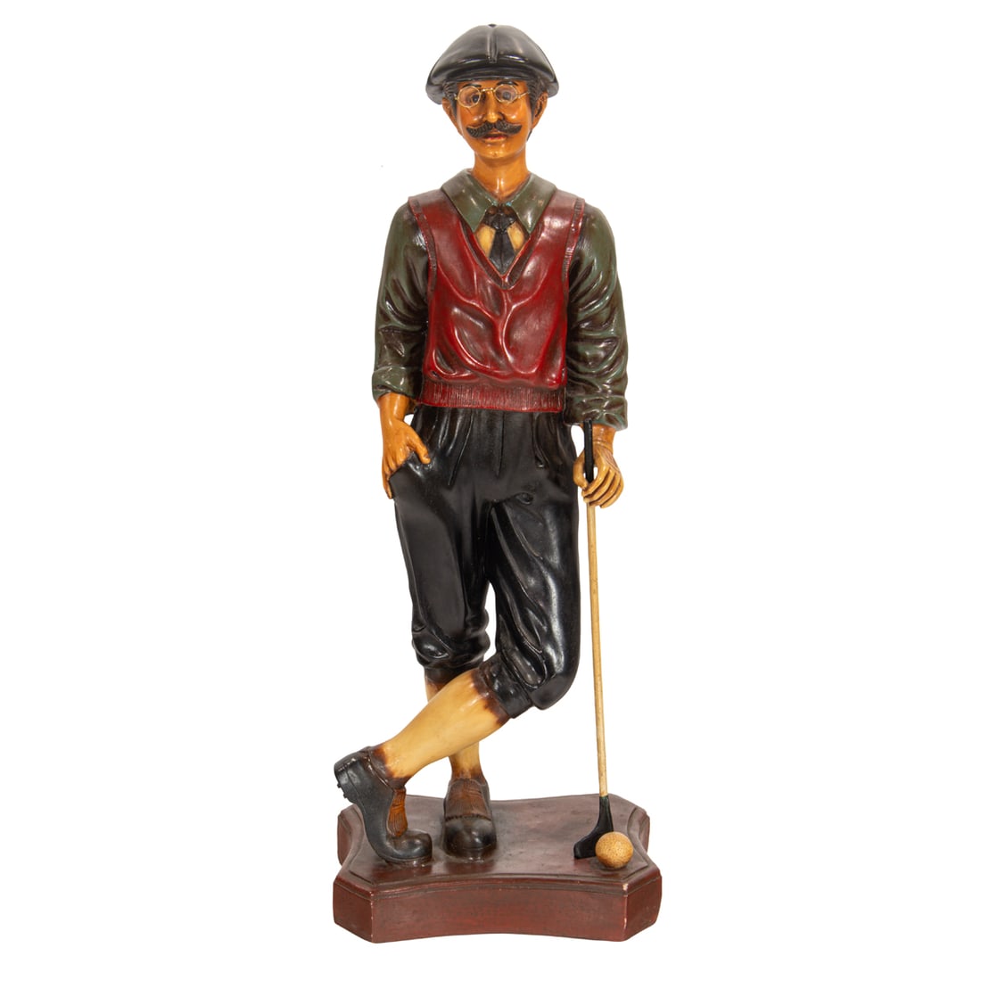 A POLYCHROME FAUX WOOD FIGURE OF