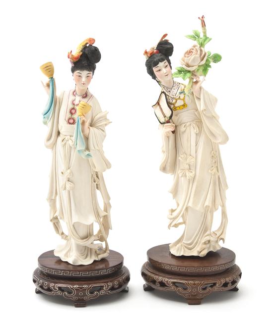A Polychrome Ivory Carving of a