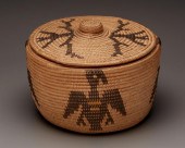 A POLYCHROME PANAMINT LIDDED B