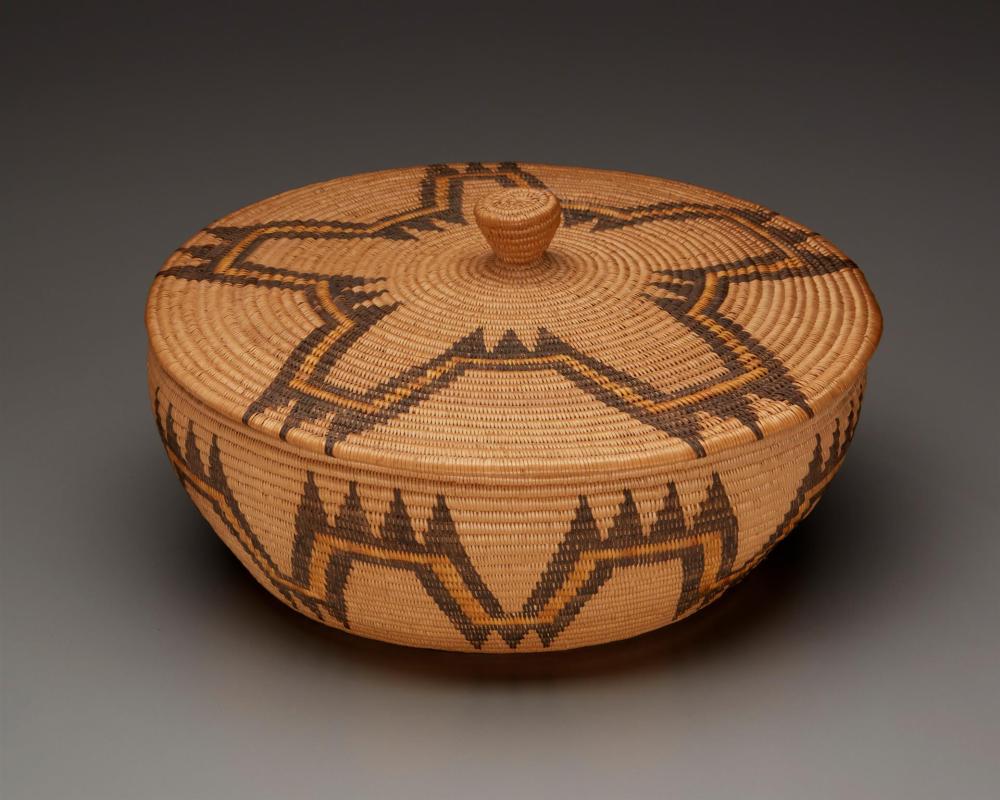 A POLYCHROME SHOSHONE LIDDED