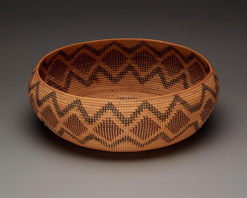 A POLYCHROME YOKUTS BASKET, WOVEN