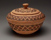 A POLYCHROME YOKUTS LIDDED BAS