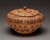 A POLYCHROME YOKUTS LIDDED BAS