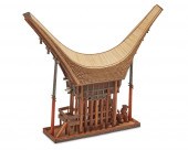 A POLYCHROMED WOOD AND BAMBOO