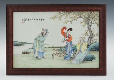 A Porcelain Hand Enameled Plaque by