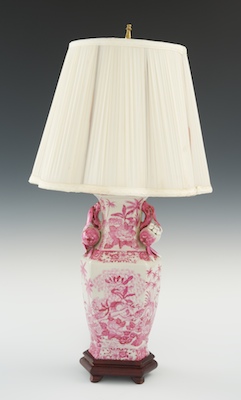 A Porcelain Lamp Decorated in