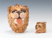 A Porcelain Lion Head Humidor