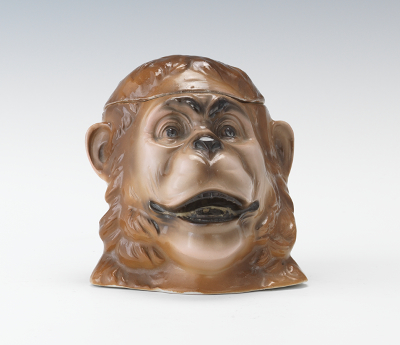 A Porcelain Monkey Head Tobacco Jar