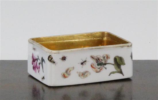A porcelain rectangular snuff box