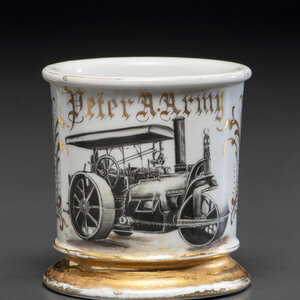 A Porcelain Shaving Mug Depicting a