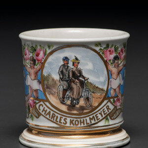 A Porcelain Shaving Mug Depicting a