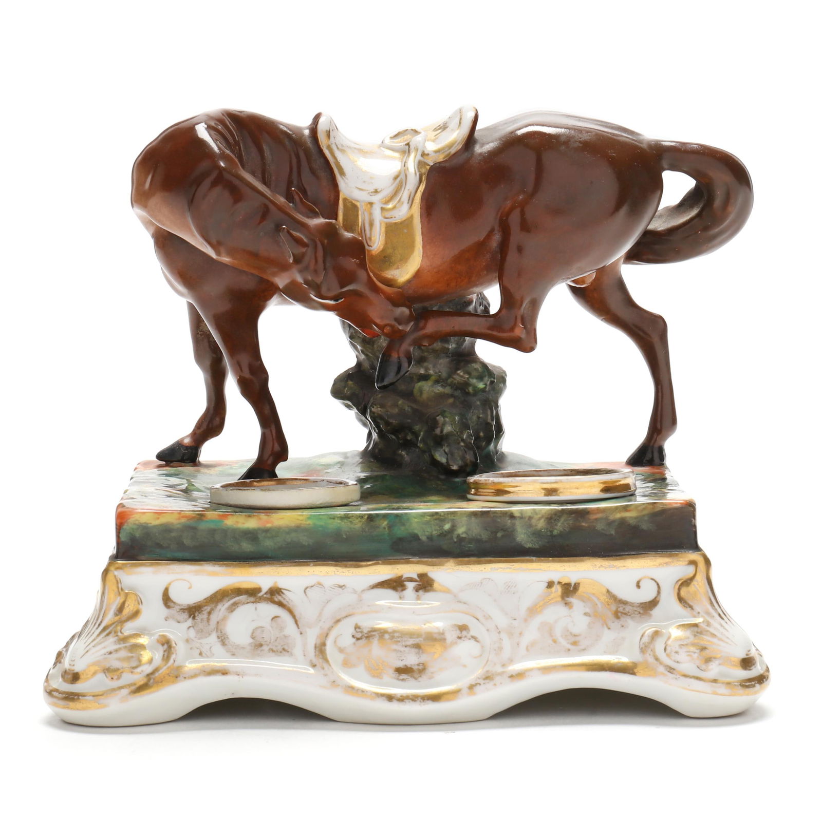 A PORCELAIN STANDISH WITH HORSEA