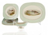 A PORCELAIN 'TROUT' SIX PIECE