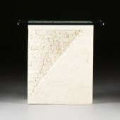 A POST MODERN GLASS TOPPED TES