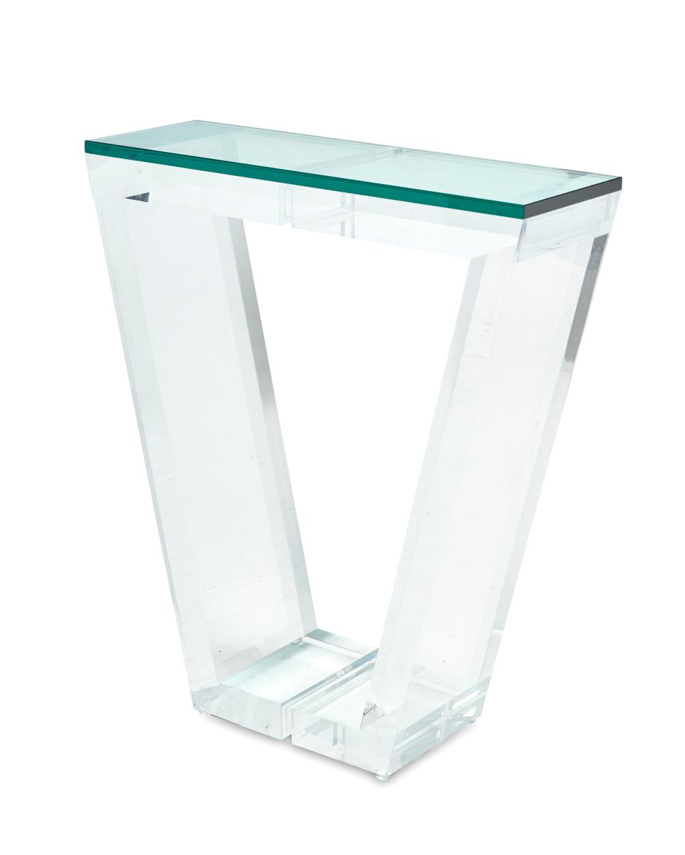 A POSTMODERN LUCITE AND GLASS