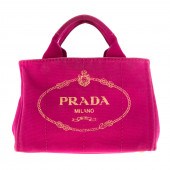 A PRADA CANAPA TOTE A fuchsia