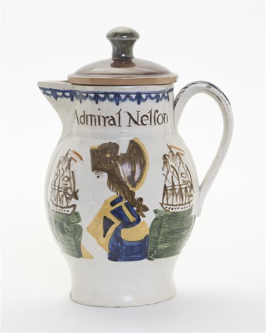 A Prattware Commemorative Naval Jug