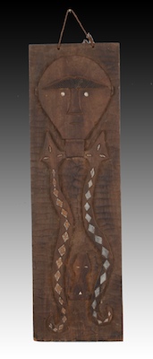 A Primitive Carved Wood Plaque