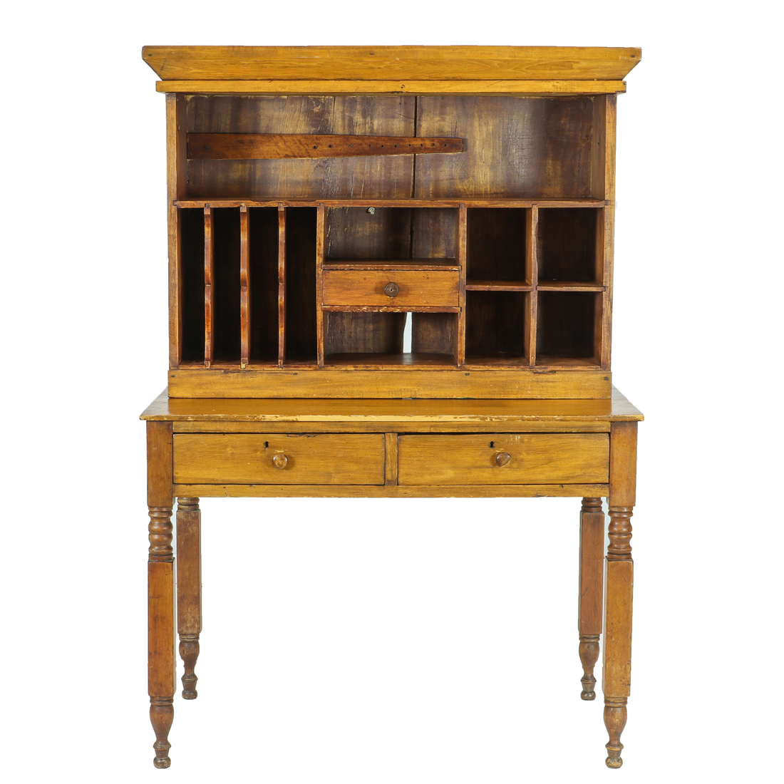 A PRIMITIVE PINE WORK DESK CIRCA