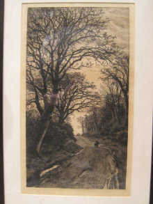 A print of a country lane signed in