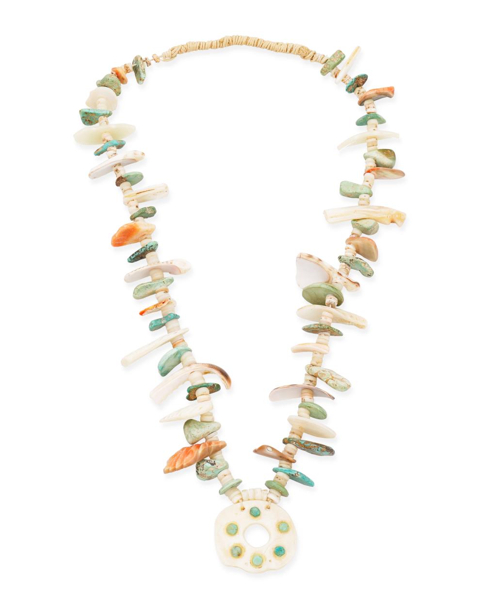 A PUEBLO TURQUOISE AND SHELL