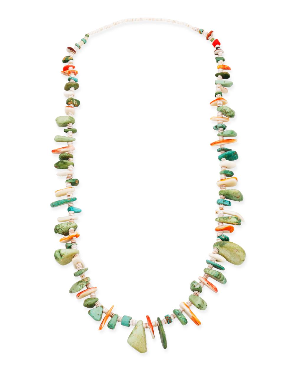 A PUEBLO TURQUOISE AND SHELL