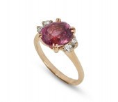 A PURPLE SAPPHIRE, DIAMOND AND