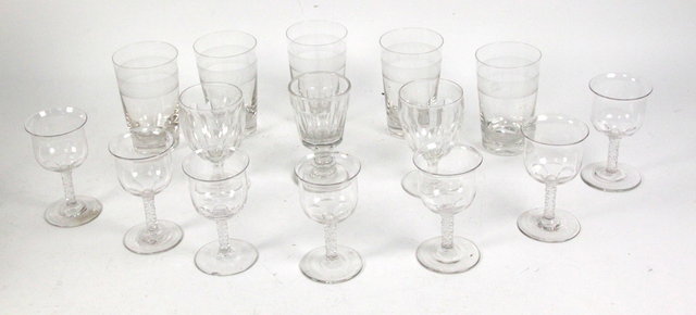 A quantity of drinking glasses