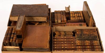 A quantity of leather bound