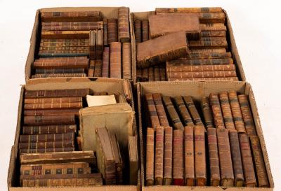 A quantity of leather bound
