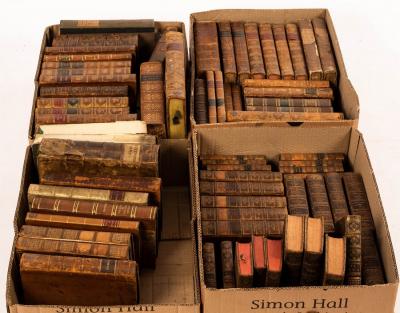 A quantity of leather bound