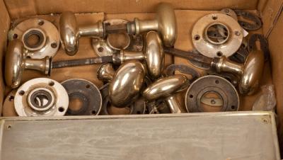 A quantity of silver plated door