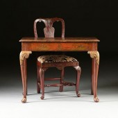 A QUEEN ANNE GILT AND RED LACQ