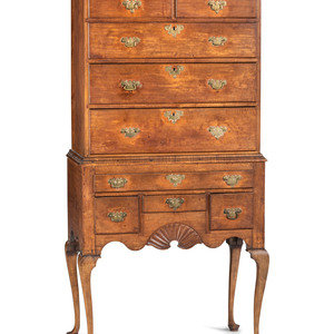 A Queen Anne Stained and Fan-Carved