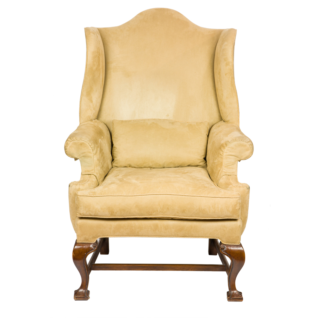 A QUEEN ANNE STYLE UPHOLSTERED WING