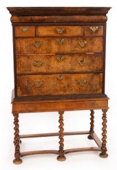 A Queen Anne walnut chest on s