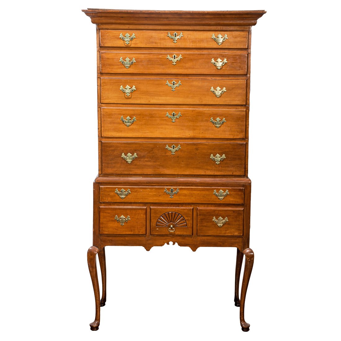 A QUEEN ANNE WALNUT HIGH CHEST OF