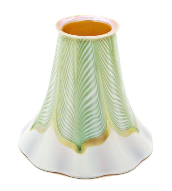 A Quezal Iridescent Glass Shade