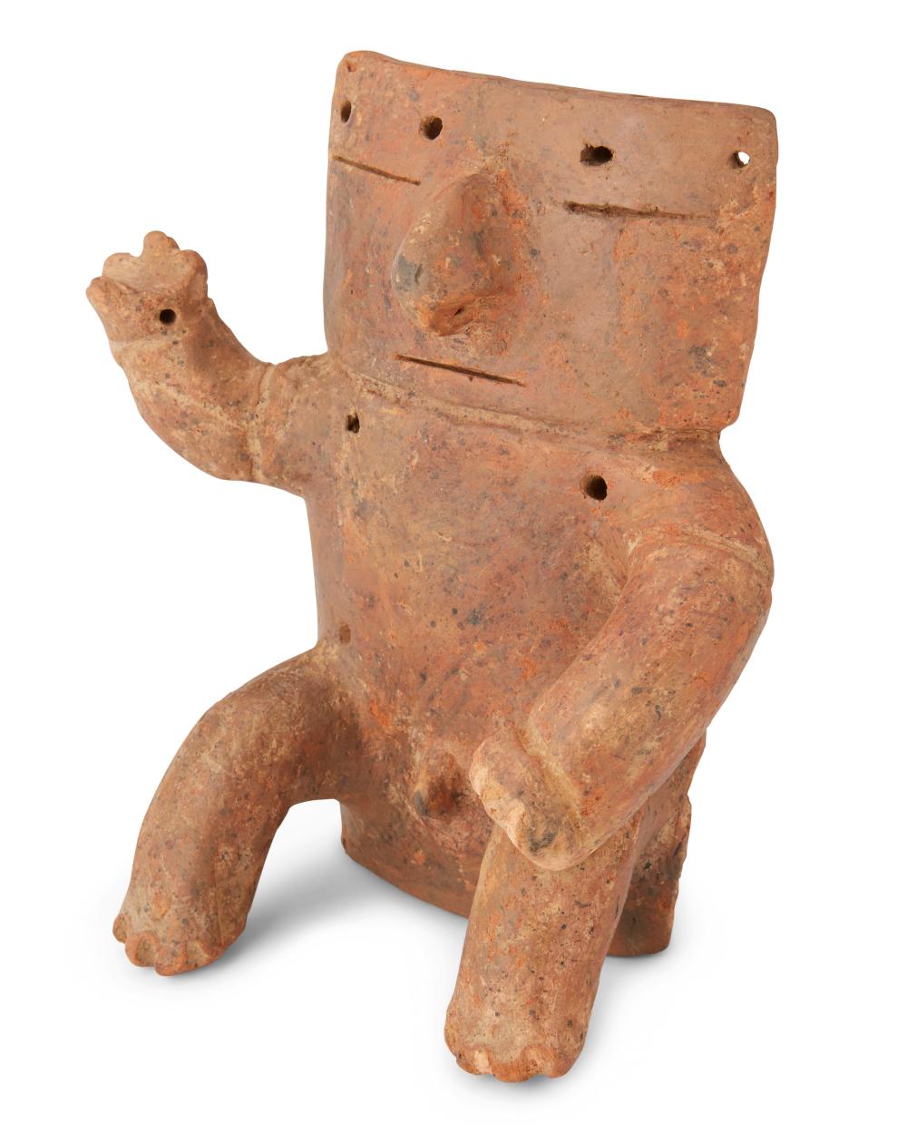 A QUIMBAYA CERAMIC SEATED FIGUREA