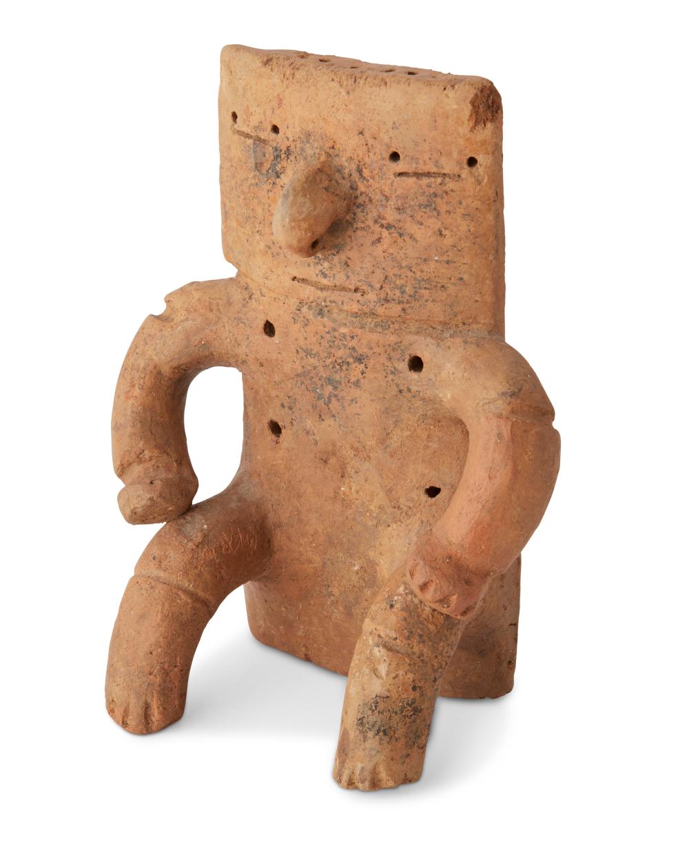A QUIMBAYA CERAMIC SEATED FIGUREA