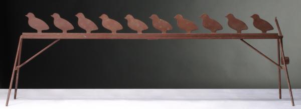 A RACK OF TEN IRON BIRD