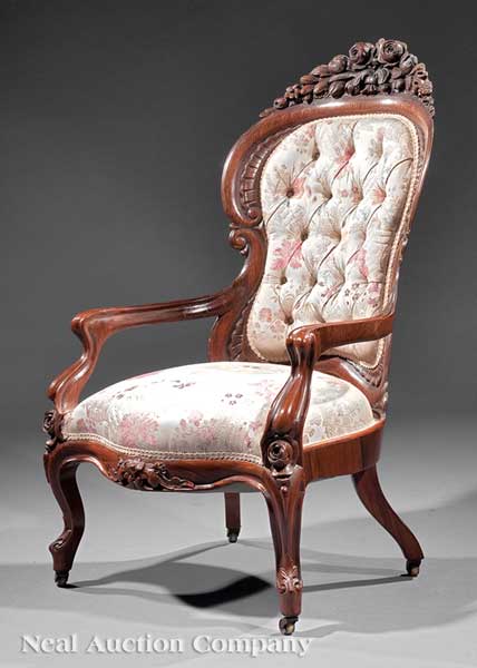 A Rare American Rococo Carved and