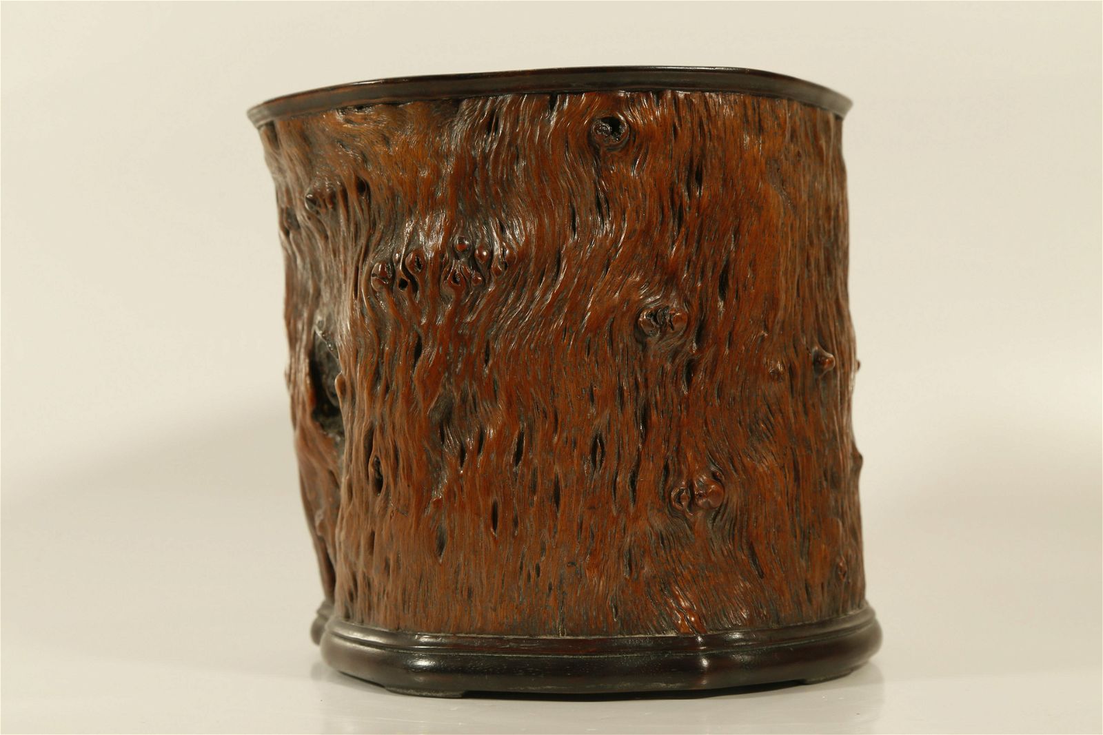 A RARE BOXWOOD BRUSH POT IN THE