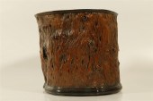 A RARE BOXWOOD BRUSH POT IN TH