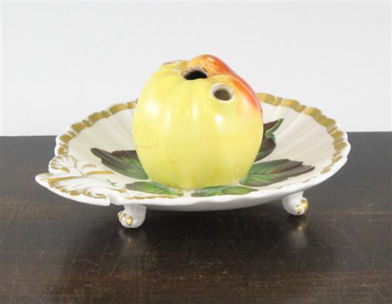 A rare Derby 'quince' inkwell circa