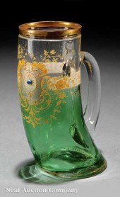 A Rare Moser Enameled Green an