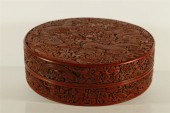 A RARE RED CARVED LACQUER ROUN